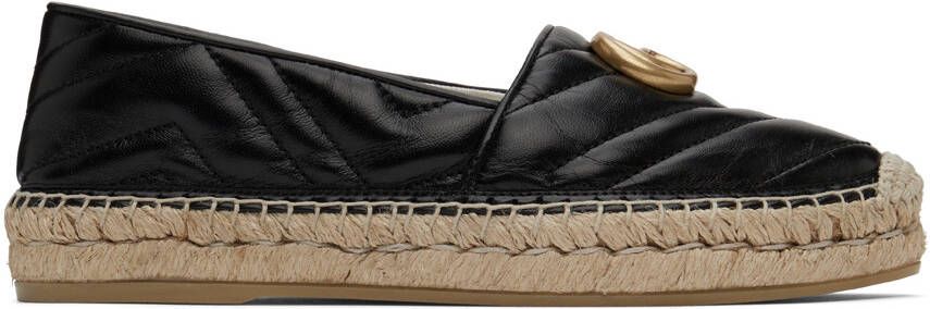 Gucci Black Leather GG Espadrilles - Picture 5