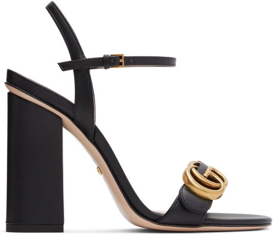 Gucci Black Leather Heeled Sandals - Picture 5