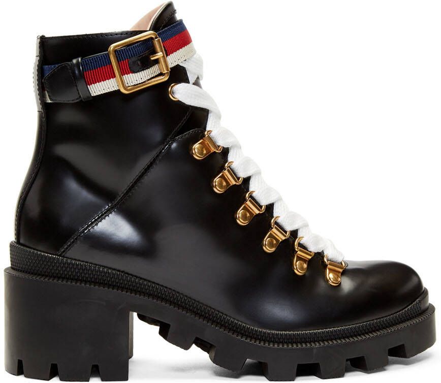 Gucci Black Leather Sylvie Boots - Picture 5