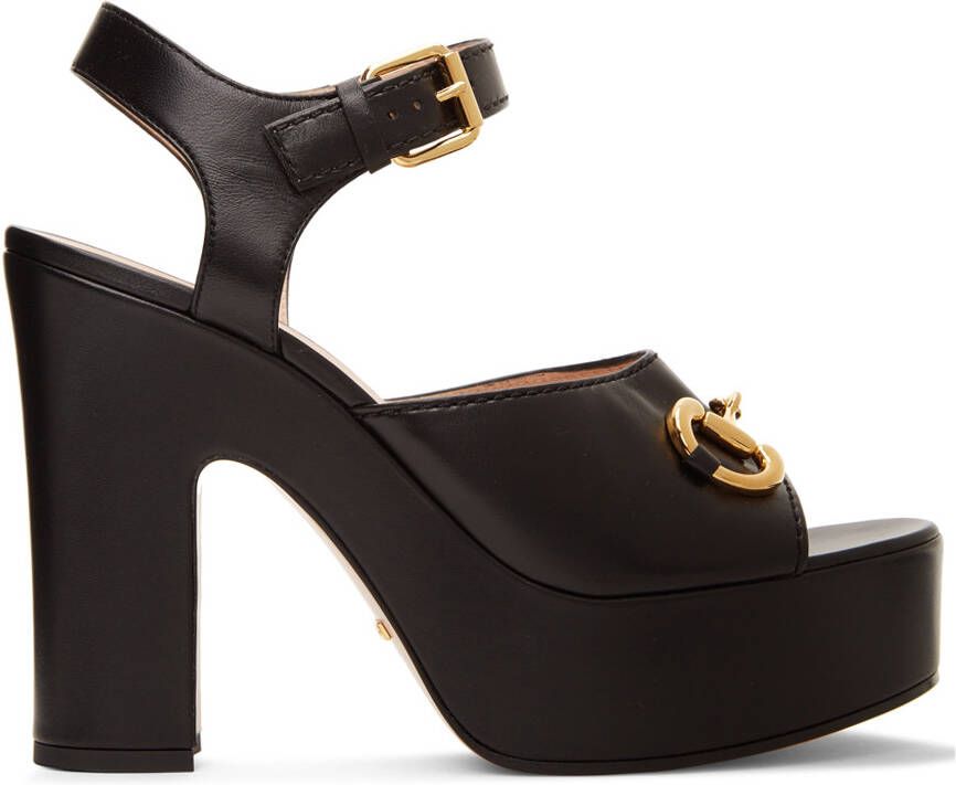 Gucci Black Platform Heeled Sandals - Picture 5