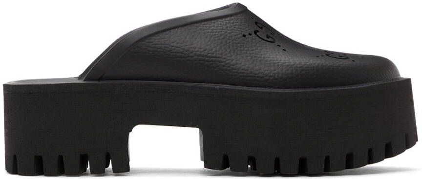 Gucci Black Platform Perforated G Sandal
