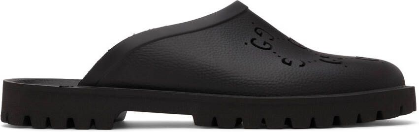 Gucci Black Rubber GG Slip-On Loafers - Picture 3