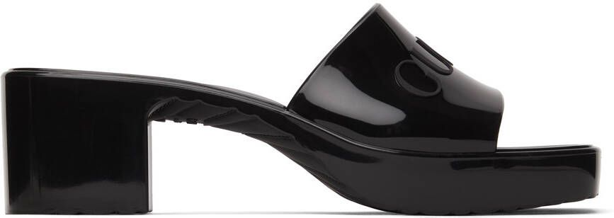 Gucci Black Rubber Slide Sandals - Picture 3