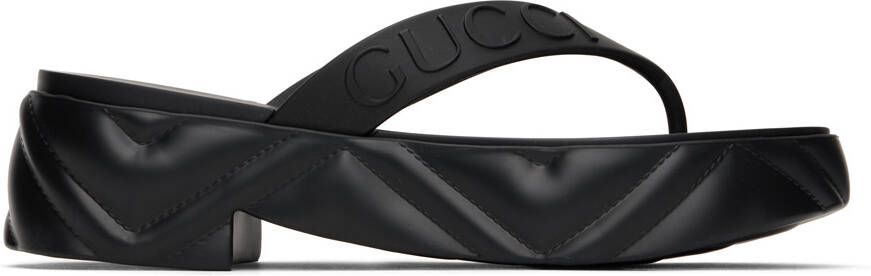 Gucci Black Thong Platform Sandals - Picture 2