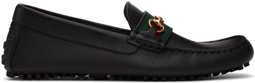 Gucci Black Web Driver Loafers - Picture 3