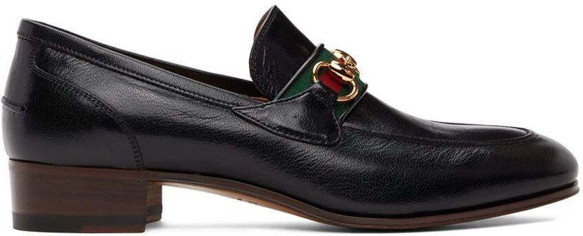 Gucci Black Web Horsebit Loafers - Picture 3