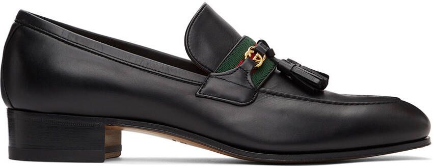 Gucci Black Web Interlocking G Loafers