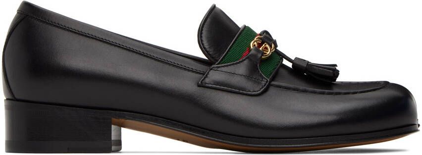 Gucci Black Web Interlocking G Loafers - Picture 5