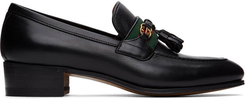 Gucci Black Web Interlocking G Loafers - Picture 4