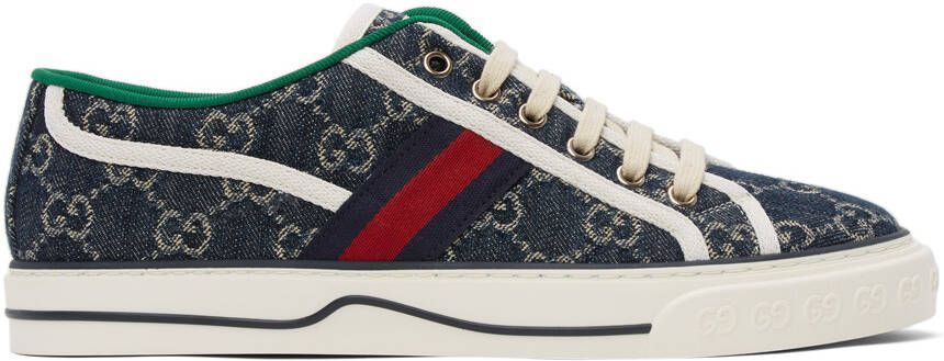 Gucci Blue Denim GG ' Tennis 1977' Sneakers - Picture 5