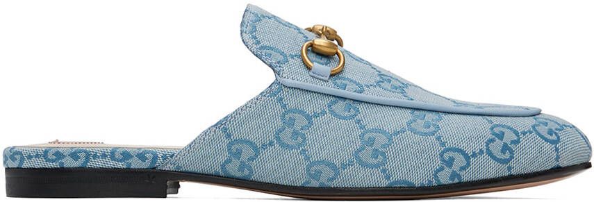 Gucci Blue Princetown GG Slippers - Picture 5