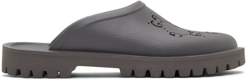 Gucci Gray Rubber GG Loafers - Picture 5