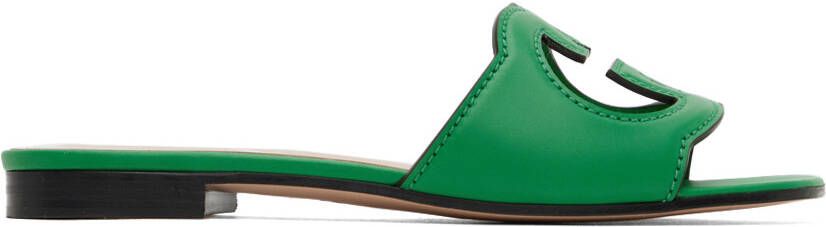 Gucci Green Interlocking G Cutout Sandals - Picture 5