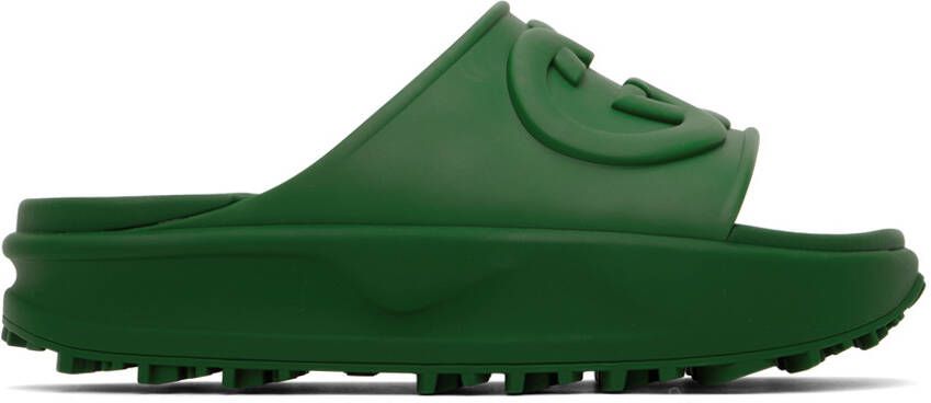 Gucci Green Interlocking G Slides - Picture 5