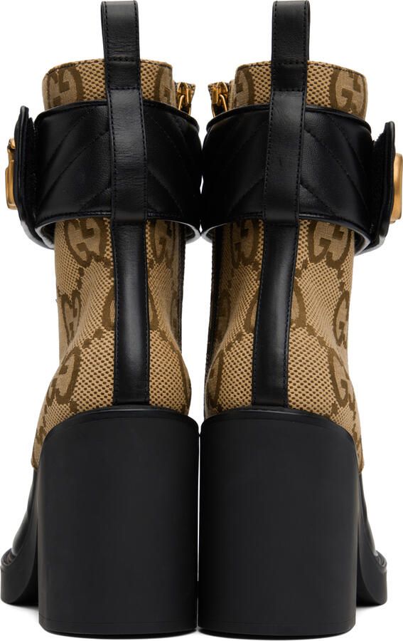 Gucci Beige & Black GG Marmont Ankle Boots - Picture 5