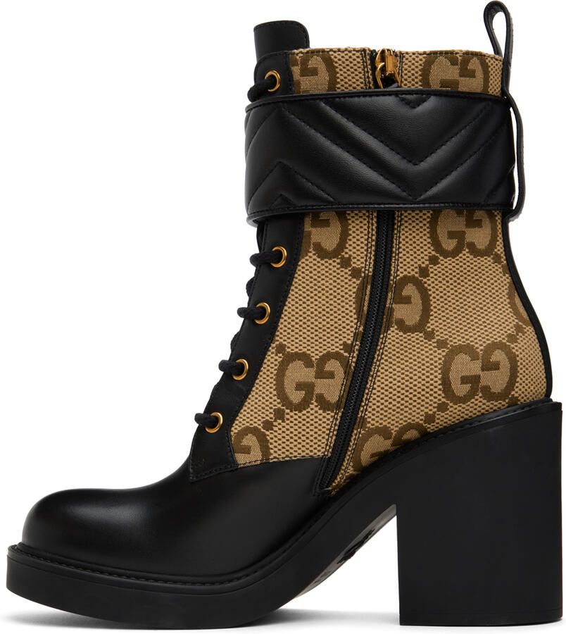 Gucci Beige & Black GG Marmont Ankle Boots