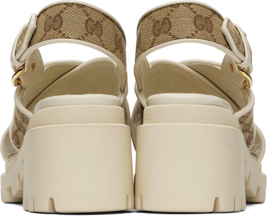 Gucci Beige & Brown GG Lug Sandals