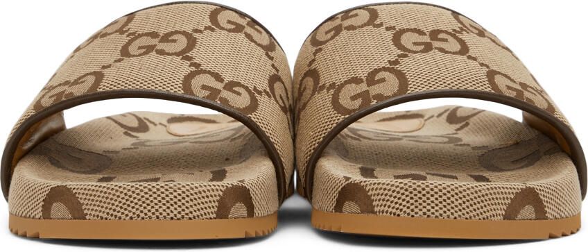 Gucci Beige & Brown Maxi GG Slide Sandals - Picture 3