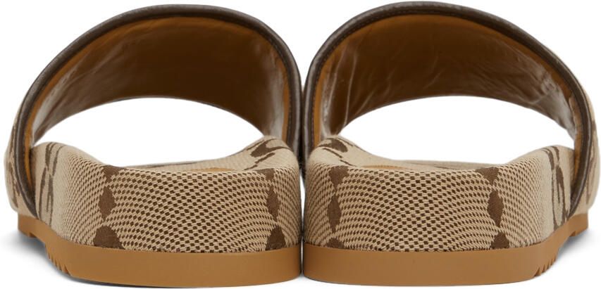 Gucci Beige & Brown Maxi GG Slide Sandals - Picture 2