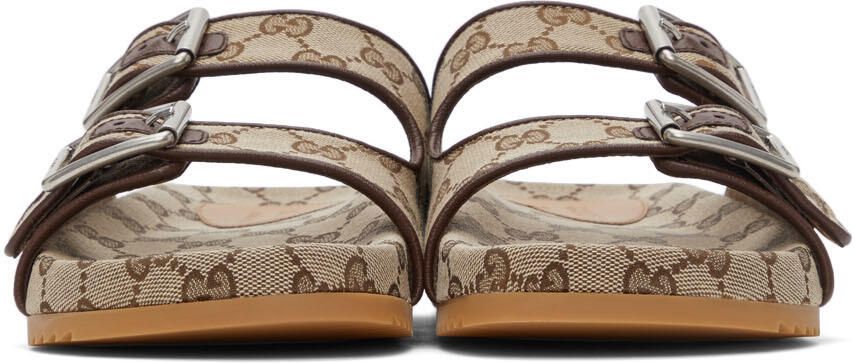 Gucci Beige Canvas GG Sandals - Picture 3