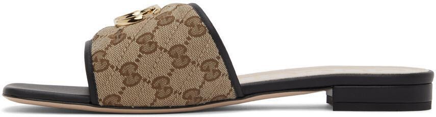 Gucci Beige GG Matelassé Flat Sandals - Picture 4
