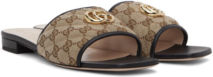 Gucci Beige GG Matelassé Flat Sandals - Picture 3