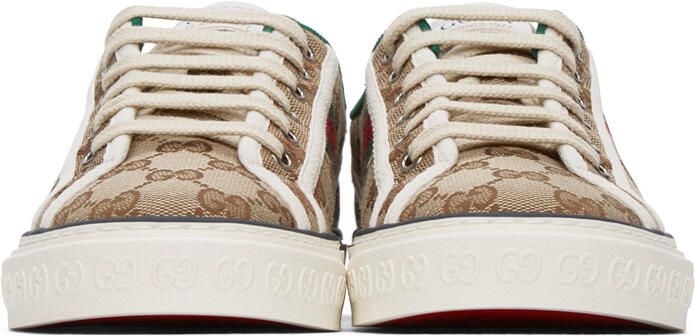 Gucci Beige GG Supreme ' Tennis 1977' Sneakers - Picture 3