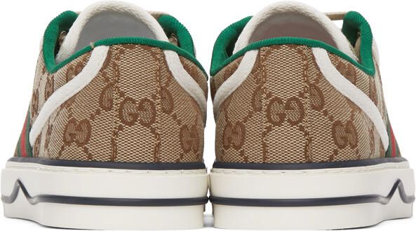 Gucci Beige GG Supreme ' Tennis 1977' Sneakers - Picture 4
