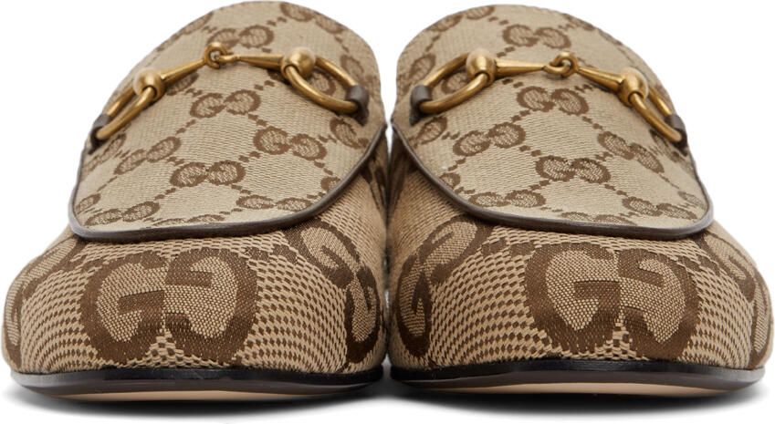 Gucci Beige Jumbo GG Princetown Loafers - Picture 2