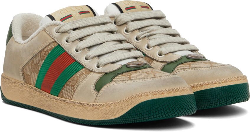 Gucci Beige Screener GG Sneakers - Picture 2