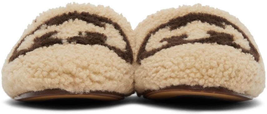 Gucci Beige Shearling Interlocking G Slippers - Picture 3