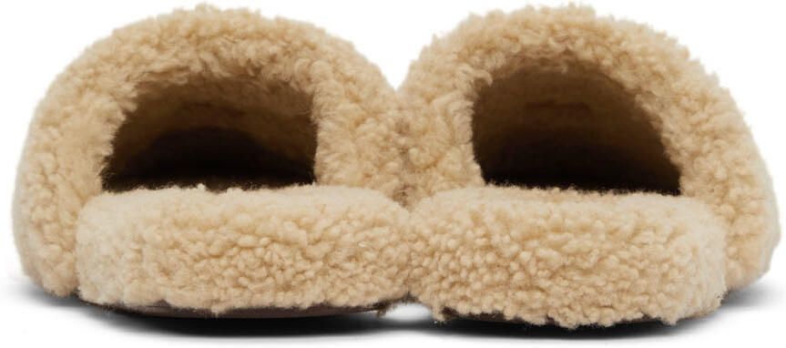 Gucci Beige Shearling Interlocking G Slippers - Picture 2