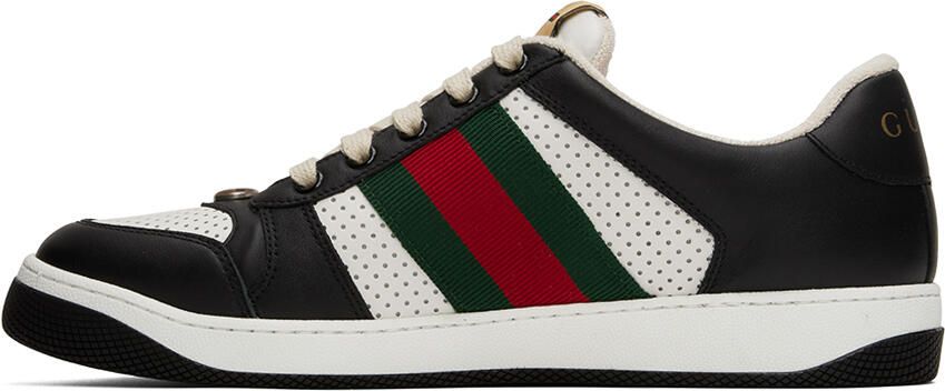 Gucci Black & White Screener Sneakers - Picture 3