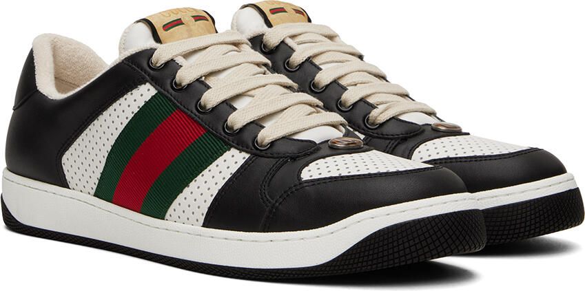 Gucci Black & White Screener Sneakers - Picture 2