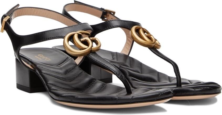 Gucci Black Double G Marmont Flat Sandals - Picture 2