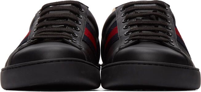 Gucci Black Embroidered Ace Sneakers - Picture 3