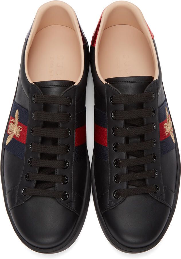 Gucci Black Embroidered Ace Sneakers