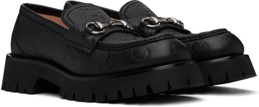 Gucci Black GG Horsebit Loafers - Picture 2