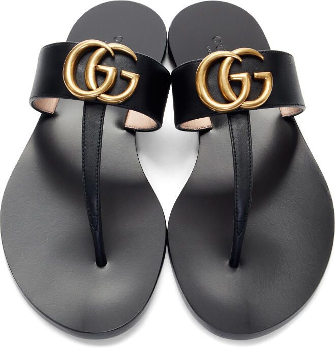 Gucci Black GG Marmont Sandals