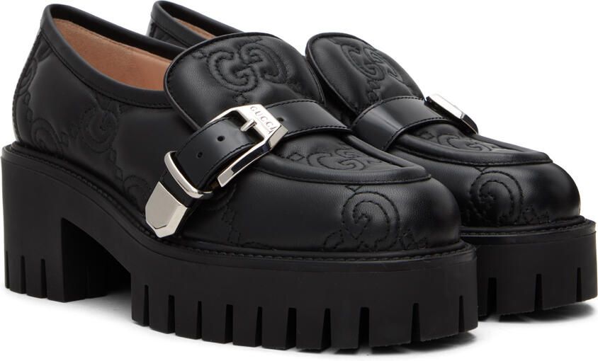 Gucci Black GG Matelassé Loafers - Picture 2