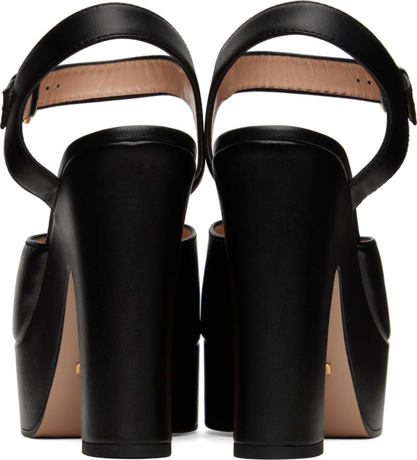Gucci Black Horsebit Platform Heeled Sandals