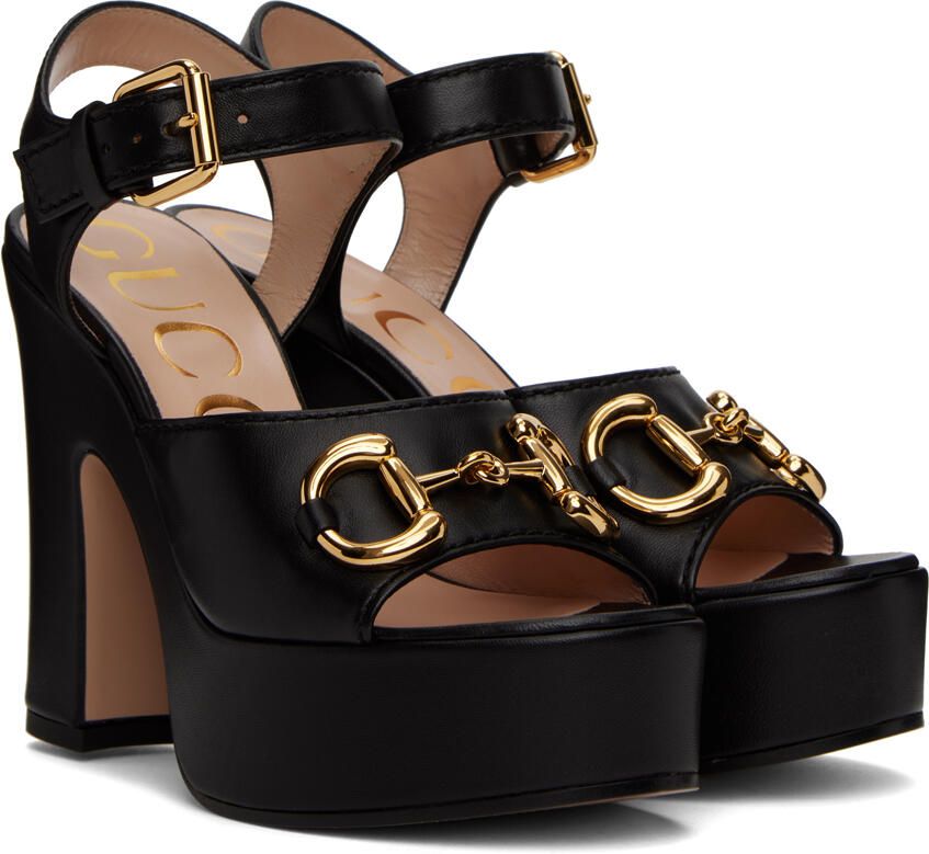 Gucci Black Horsebit Sandals - Picture 2