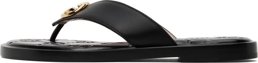Gucci Black Interlocking G Flat Sandals - Picture 4