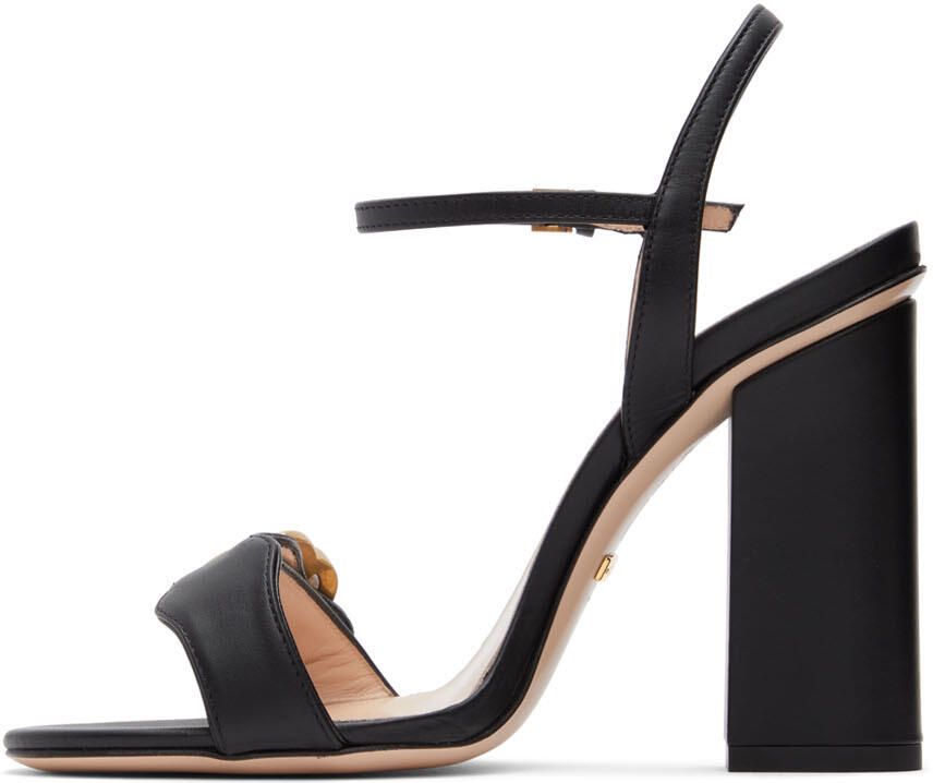 Gucci Black Leather Heeled Sandals - Picture 3