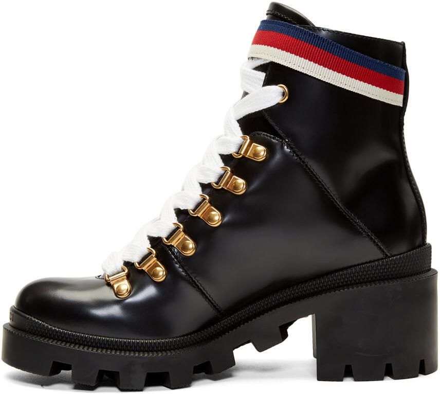 Gucci Black Leather Sylvie Boots