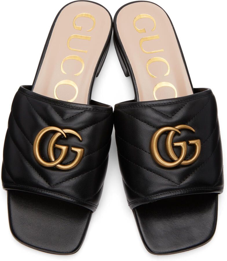 Gucci Black Matelassé GG Jolie Sandals