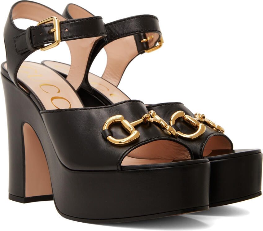 Gucci Black Platform Heeled Sandals - Picture 2