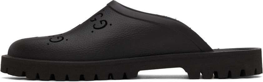 Gucci Black Rubber GG Slip-On Loafers - Picture 2