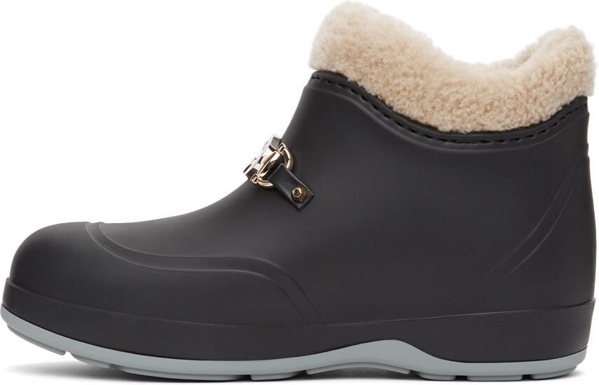 Gucci Black Rubber Interlocking G Horsebit Boots - Picture 2