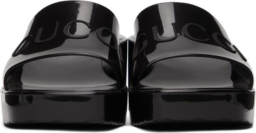 Gucci Black Rubber Slide Sandals - Picture 5